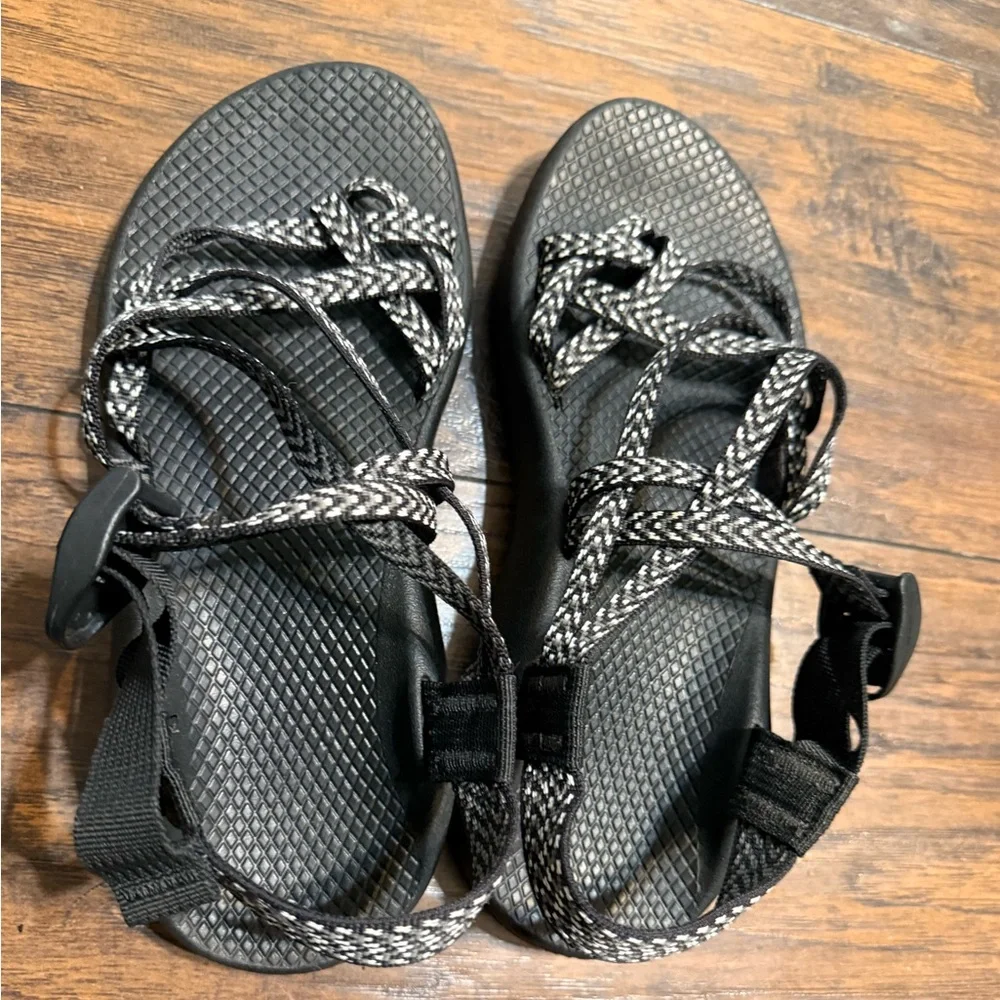 Chaco Black and Gray Strappy Sandals